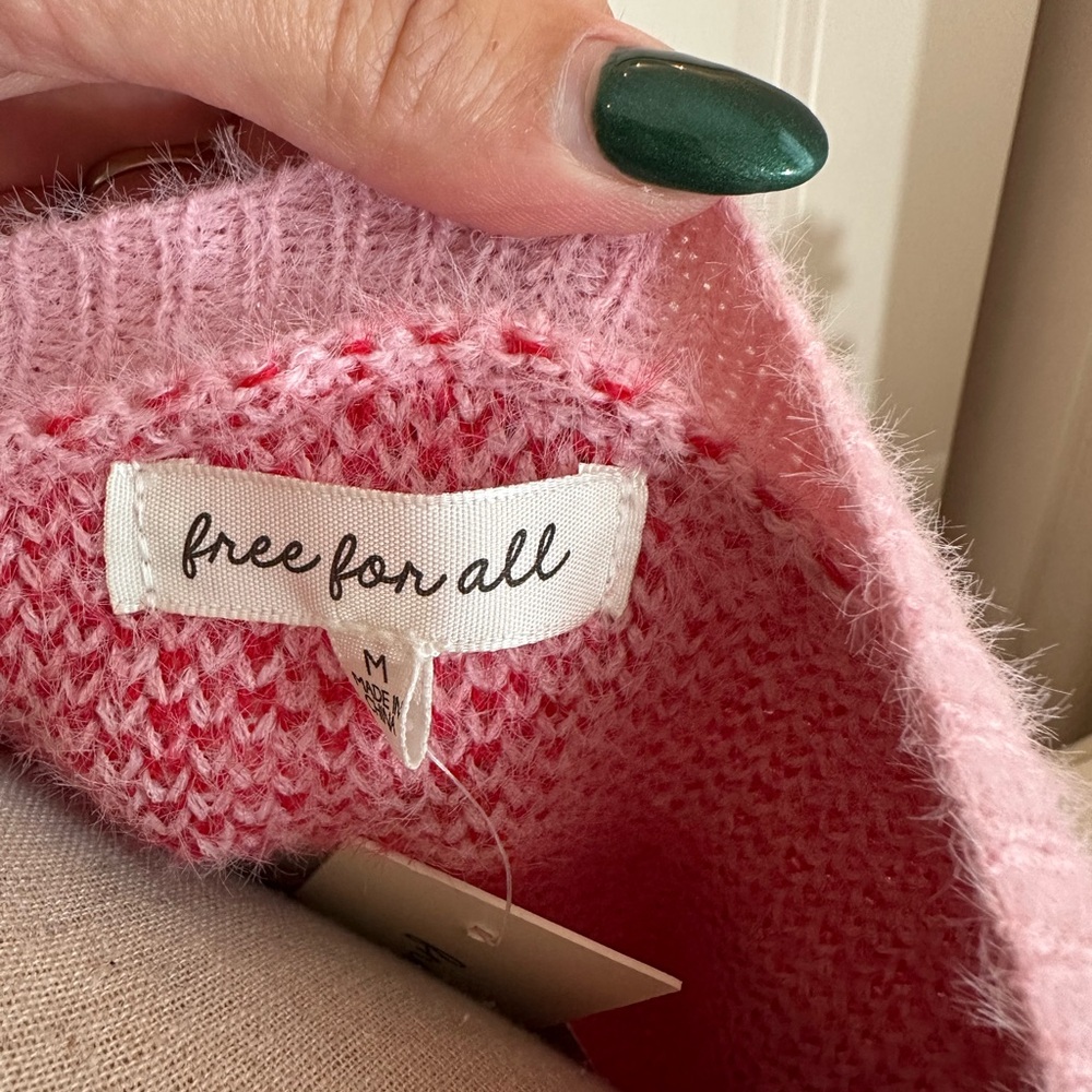 Pink Heart Pattern Sweater - Picture 3 of 4